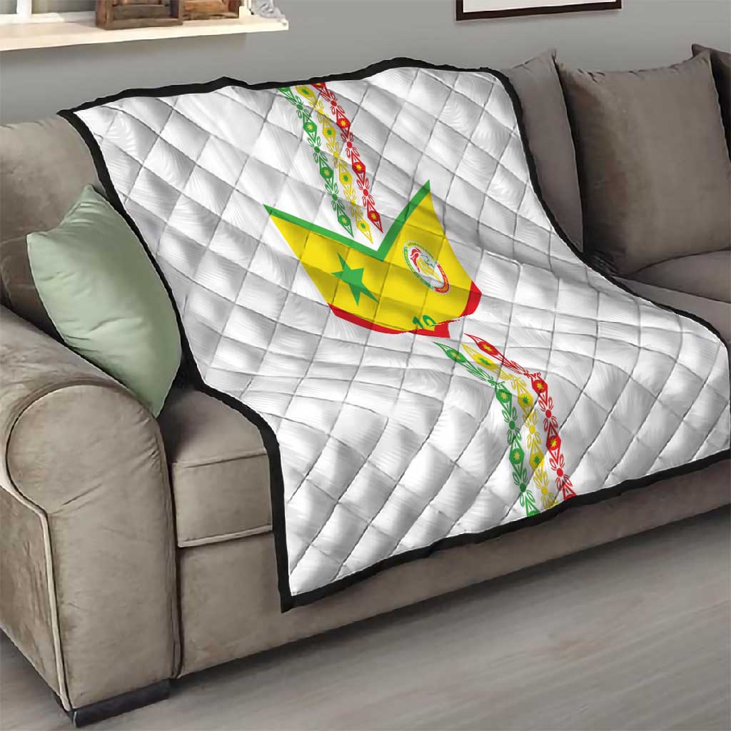 Custom Senegal Football Quilt Tricolor African Stripes Motif Sporty Style LT03