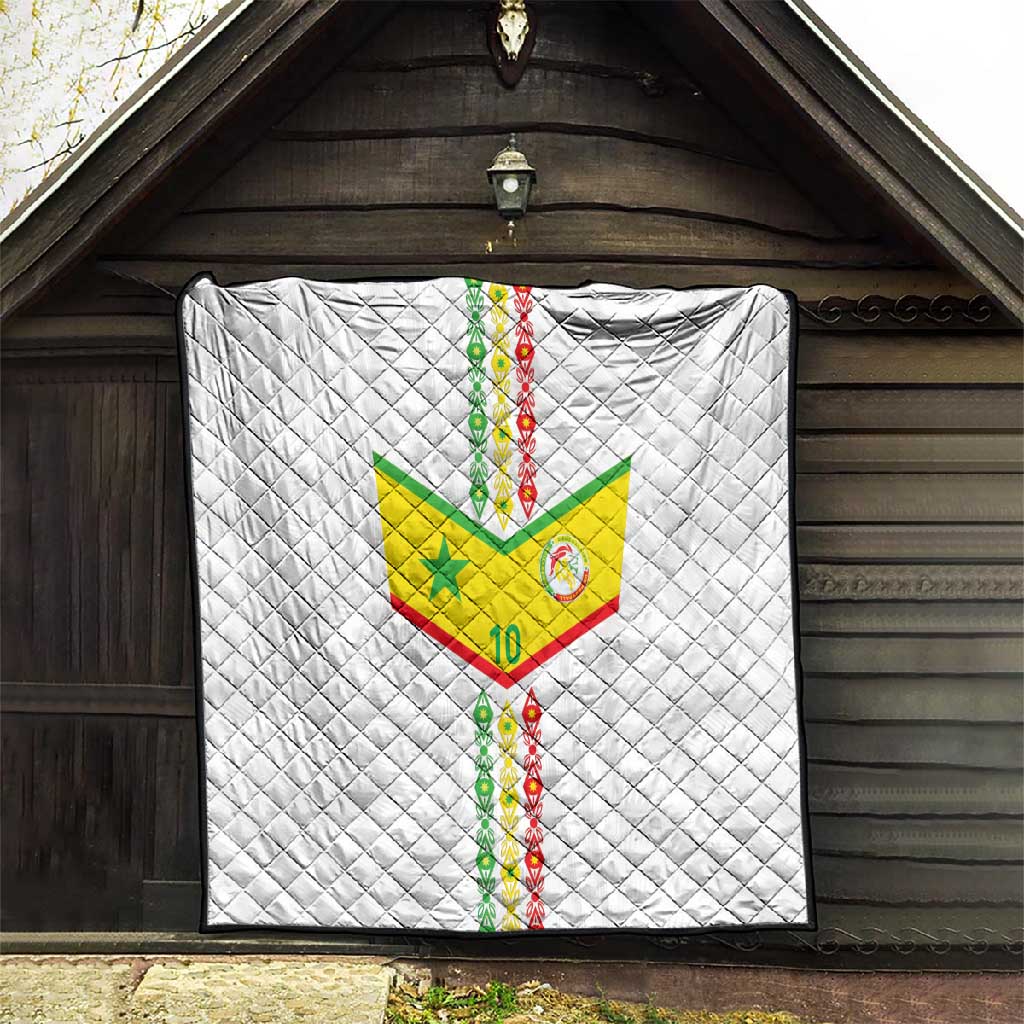 Custom Senegal Football Quilt Tricolor African Stripes Motif Sporty Style LT03