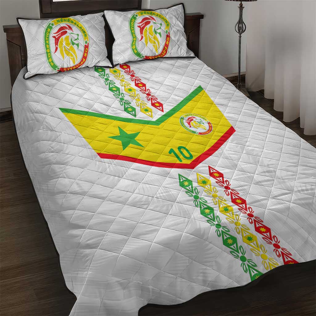 Custom Senegal Football Quilt Bed Set Tricolor African Stripes Motif Sporty Style LT03