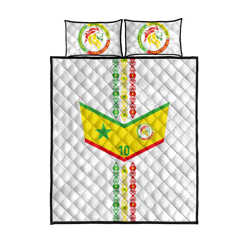 Custom Senegal Football Quilt Bed Set Tricolor African Stripes Motif Sporty Style LT03