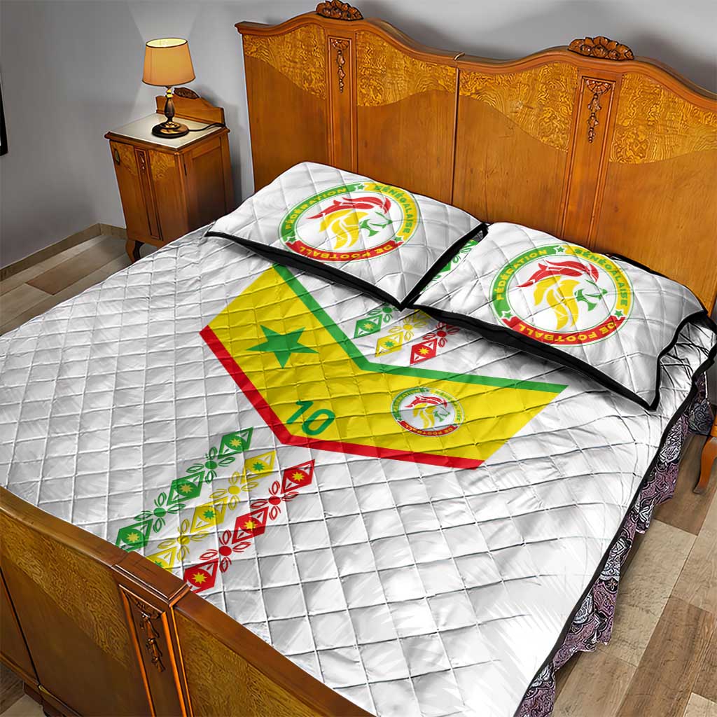 Custom Senegal Football Quilt Bed Set Tricolor African Stripes Motif Sporty Style LT03