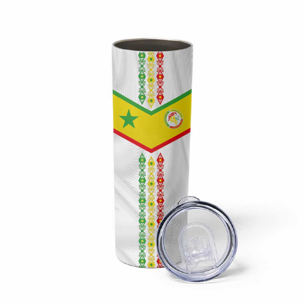 Custom Senegal Football Skinny Tumbler Tricolor African Stripes Motif Sporty Style LT03