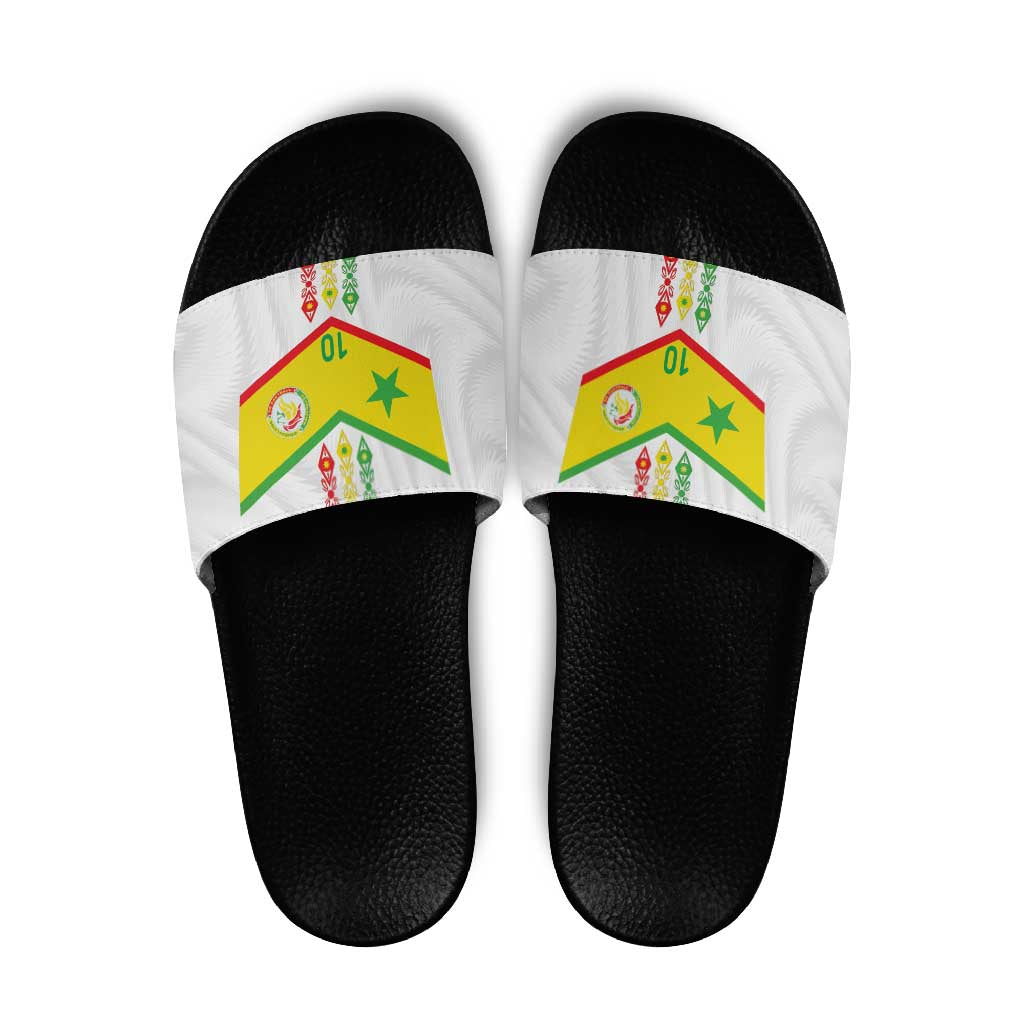 Custom Senegal Football Slide Sandals Tricolor Traditional Patterns Sporty Style LT03