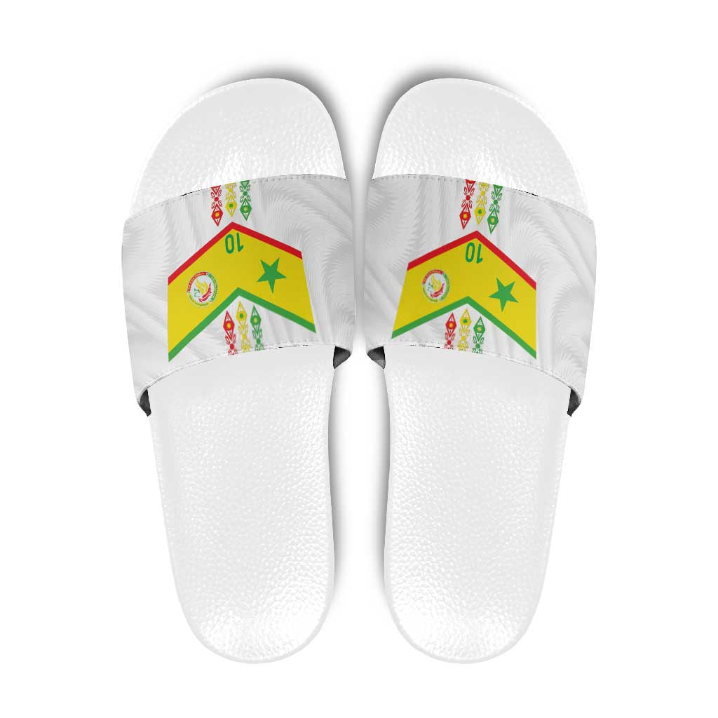 Custom Senegal Football Slide Sandals Tricolor Traditional Patterns Sporty Style LT03