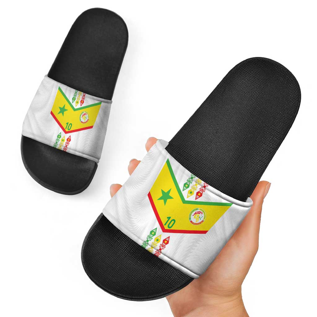 Custom Senegal Football Slide Sandals Tricolor Traditional Patterns Sporty Style LT03