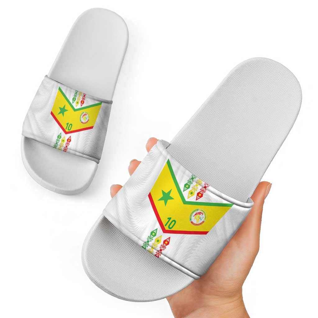 Custom Senegal Football Slide Sandals Tricolor Traditional Patterns Sporty Style LT03