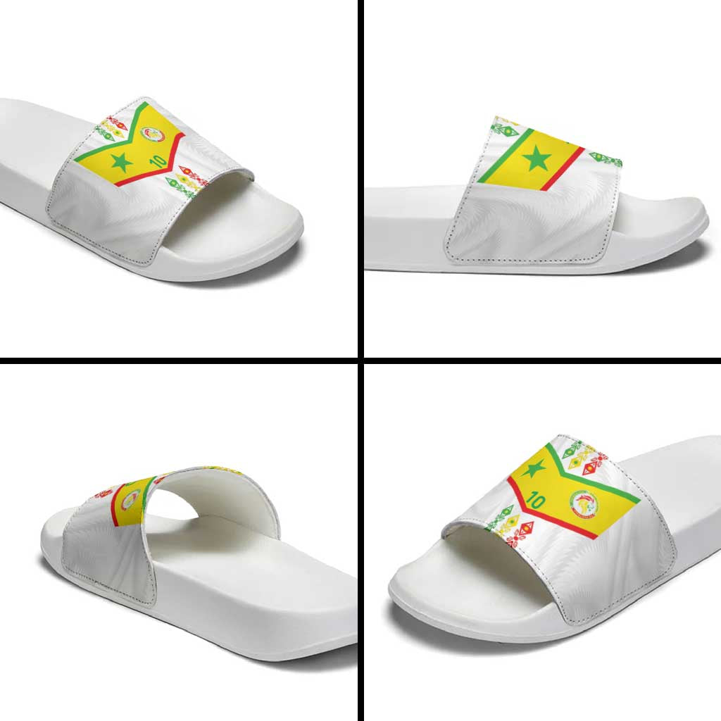 Custom Senegal Football Slide Sandals Tricolor Traditional Patterns Sporty Style LT03