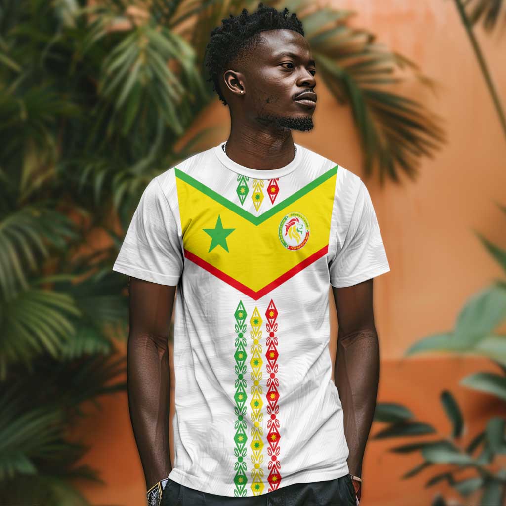 Custom Senegal Football T shirt Tricolor African Stripes Motif Sporty Style LT03