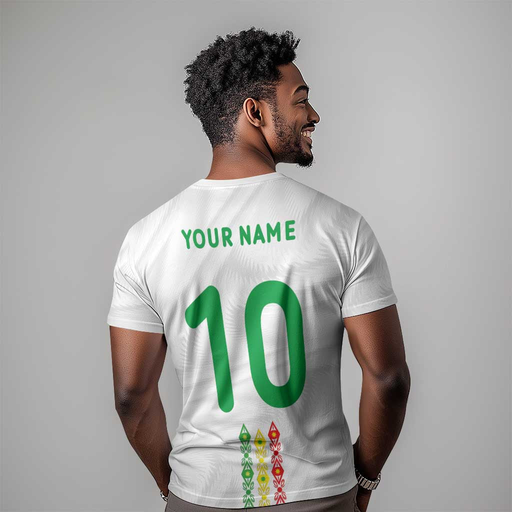 Custom Senegal Football T shirt Tricolor African Stripes Motif Sporty Style LT03