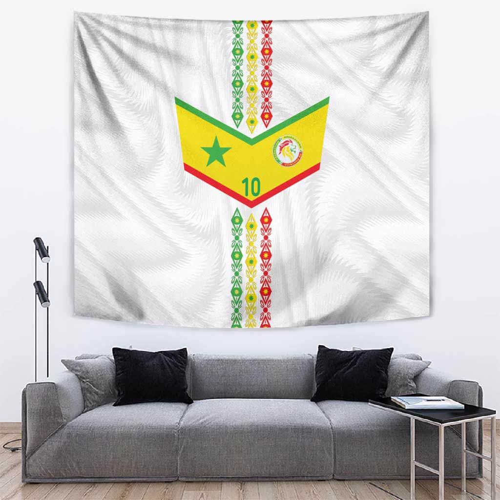 Custom Senegal Football Tapestry Tricolor African Stripes Motif Sporty Style LT03