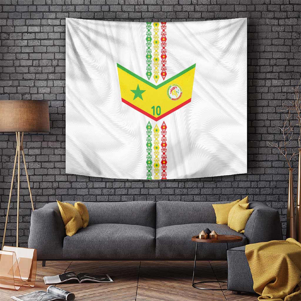 Custom Senegal Football Tapestry Tricolor African Stripes Motif Sporty Style LT03