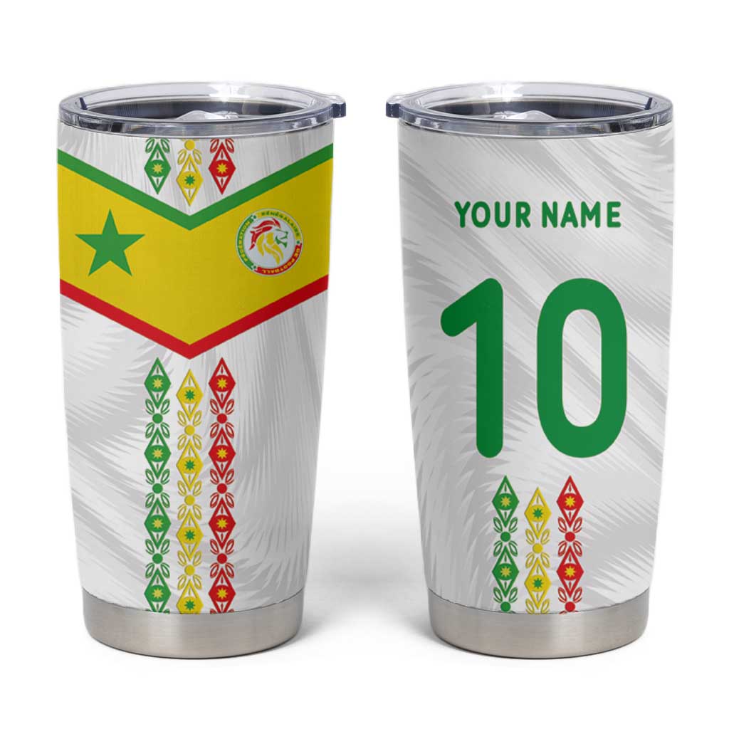 Custom Senegal Football Tumbler Cup Tricolor African Stripes Motif Sporty Style LT03