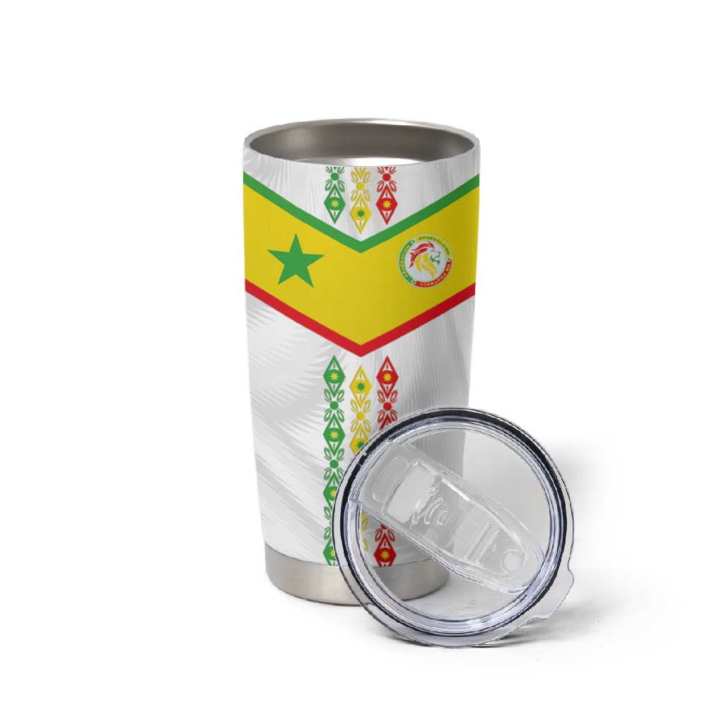Custom Senegal Football Tumbler Cup Tricolor African Stripes Motif Sporty Style LT03