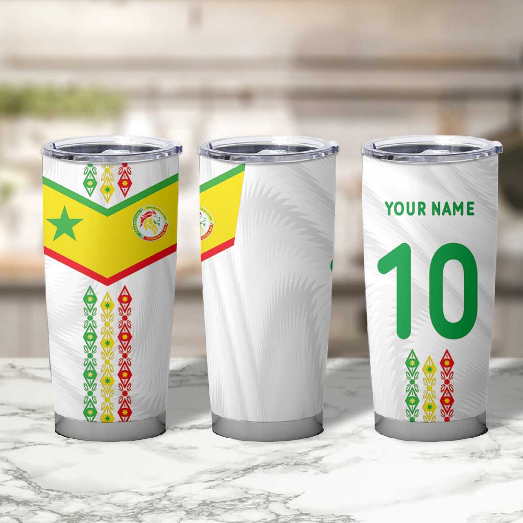 Custom Senegal Football Tumbler Cup Tricolor African Stripes Motif Sporty Style LT03