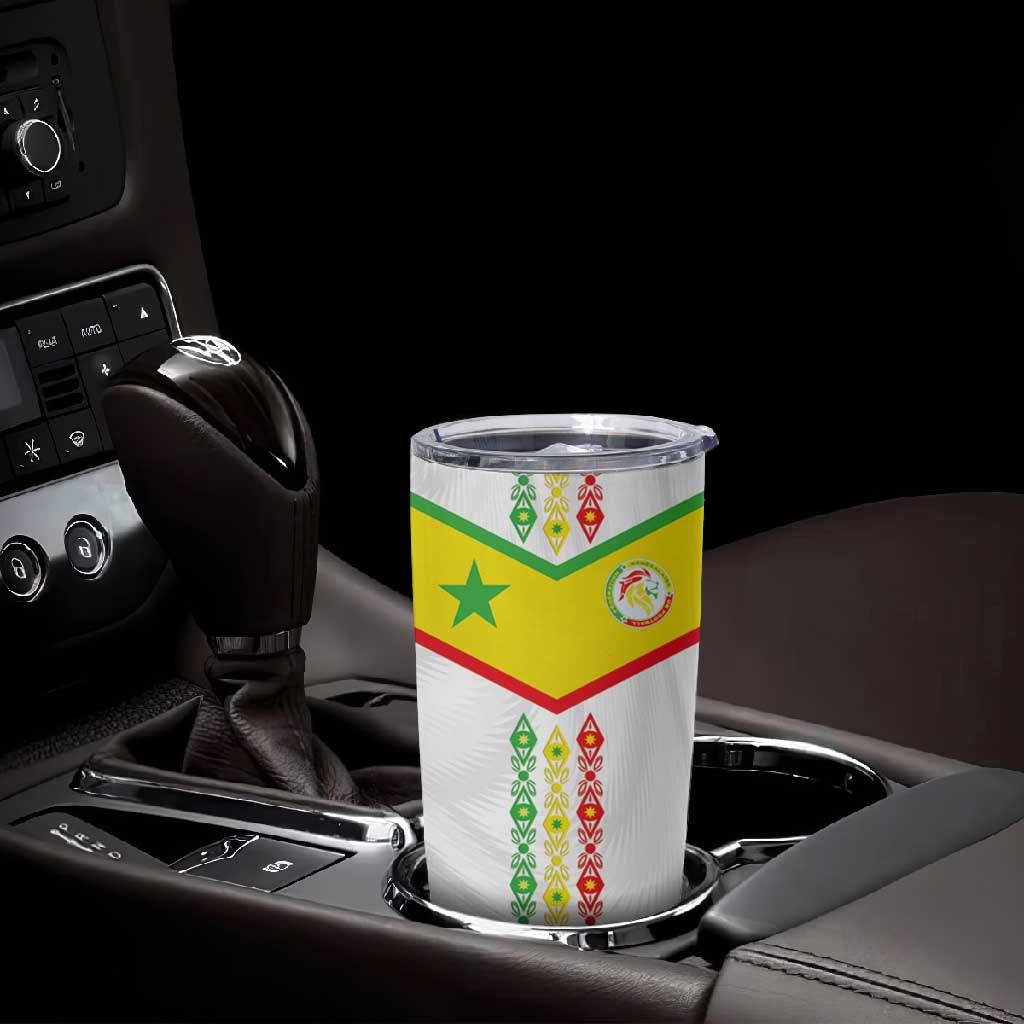 Custom Senegal Football Tumbler Cup Tricolor African Stripes Motif Sporty Style LT03