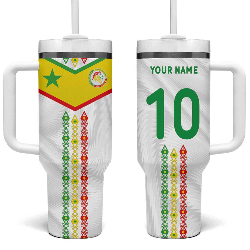 Custom Senegal Football Tumbler With Handle Tricolor African Stripes Motif Sporty Style LT03