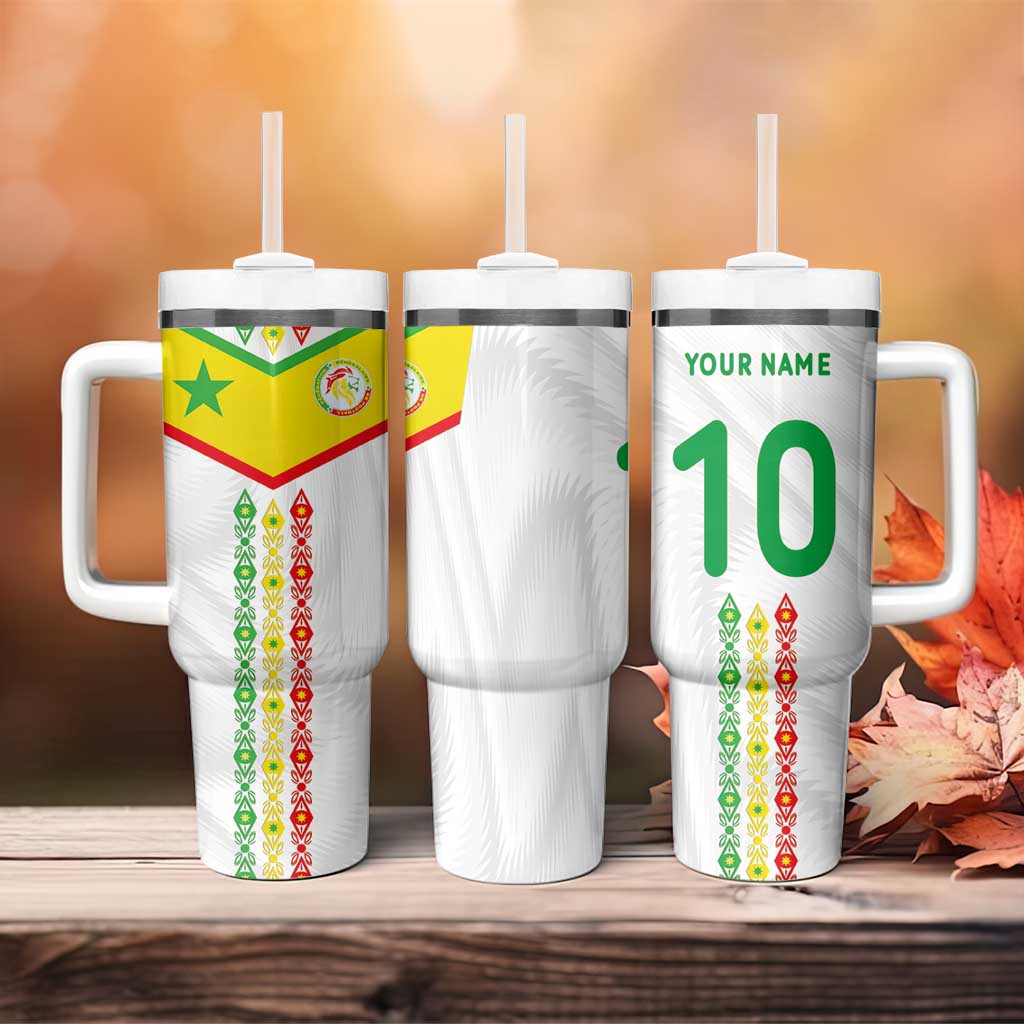 Custom Senegal Football Tumbler With Handle Tricolor African Stripes Motif Sporty Style LT03
