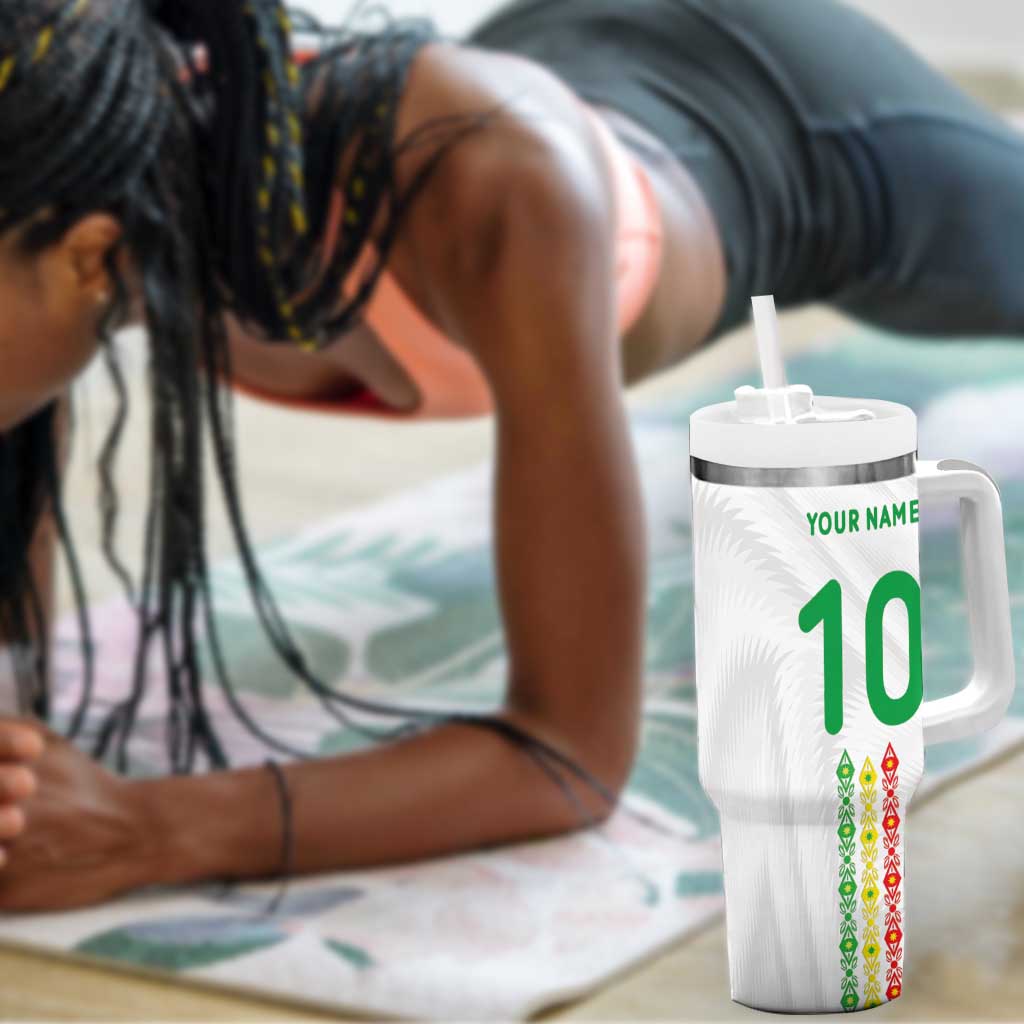 Custom Senegal Football Tumbler With Handle Tricolor African Stripes Motif Sporty Style LT03