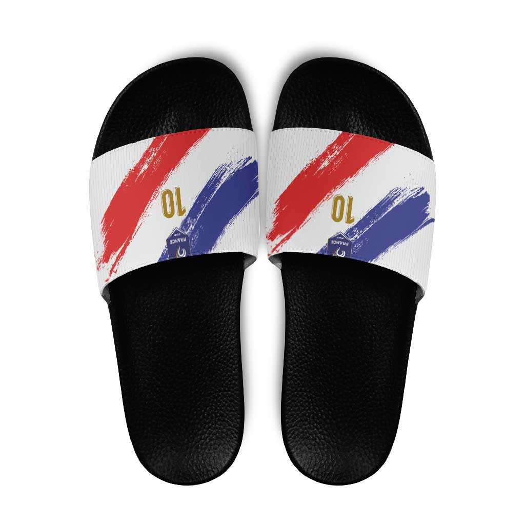 Custom France Foorball Slide Sandals Les Bleus Tricolor Brush Style LT03