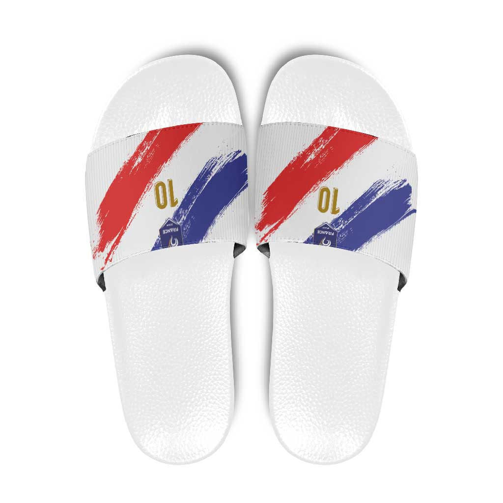 Custom France Foorball Slide Sandals Les Bleus Tricolor Brush Style LT03