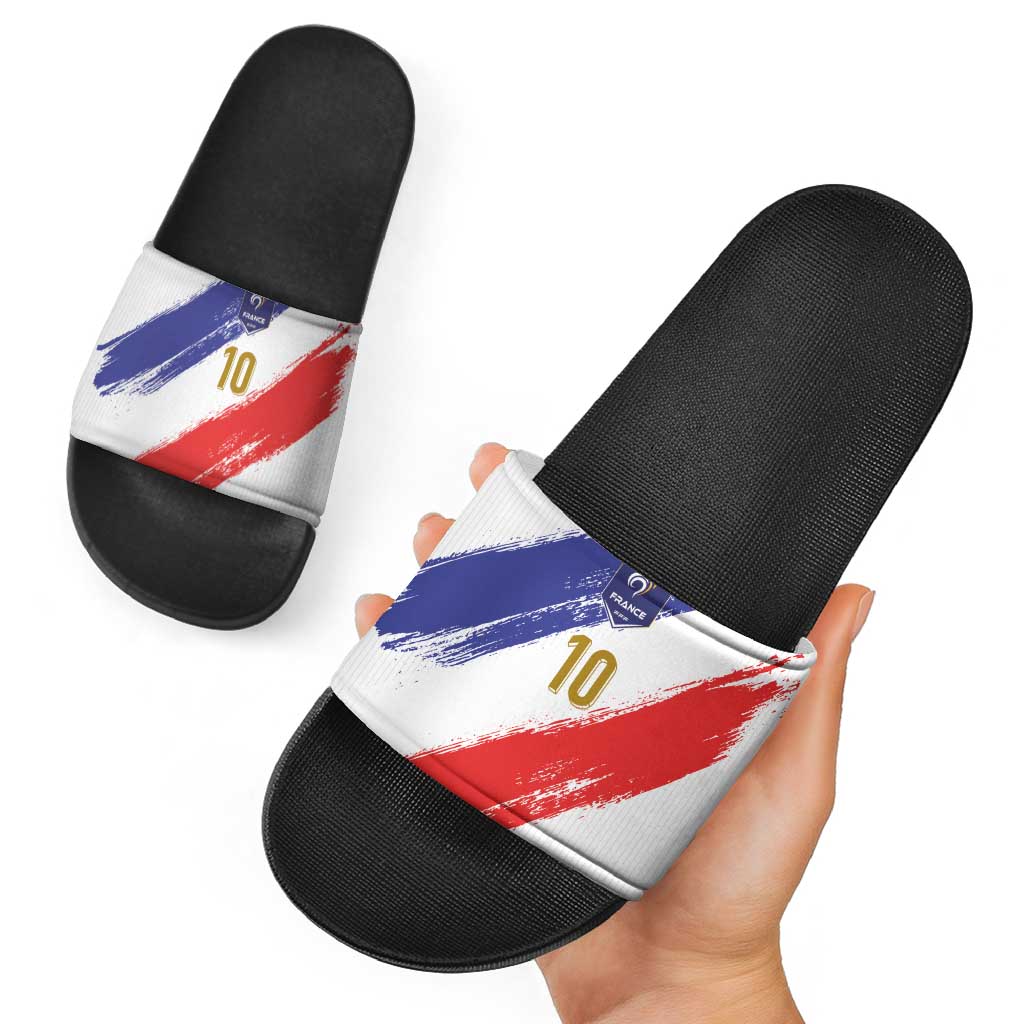Custom France Foorball Slide Sandals Les Bleus Tricolor Brush Style LT03