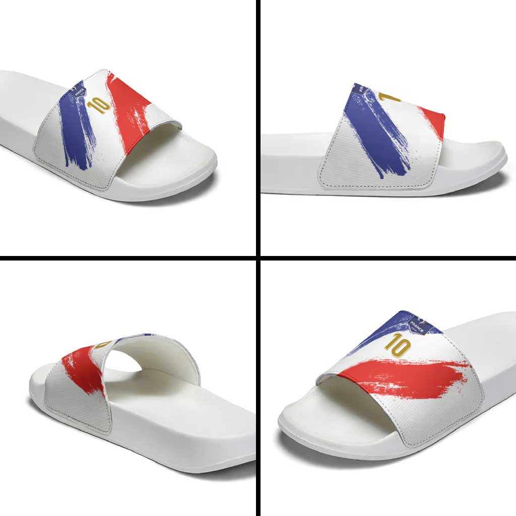 Custom France Foorball Slide Sandals Les Bleus Tricolor Brush Style LT03