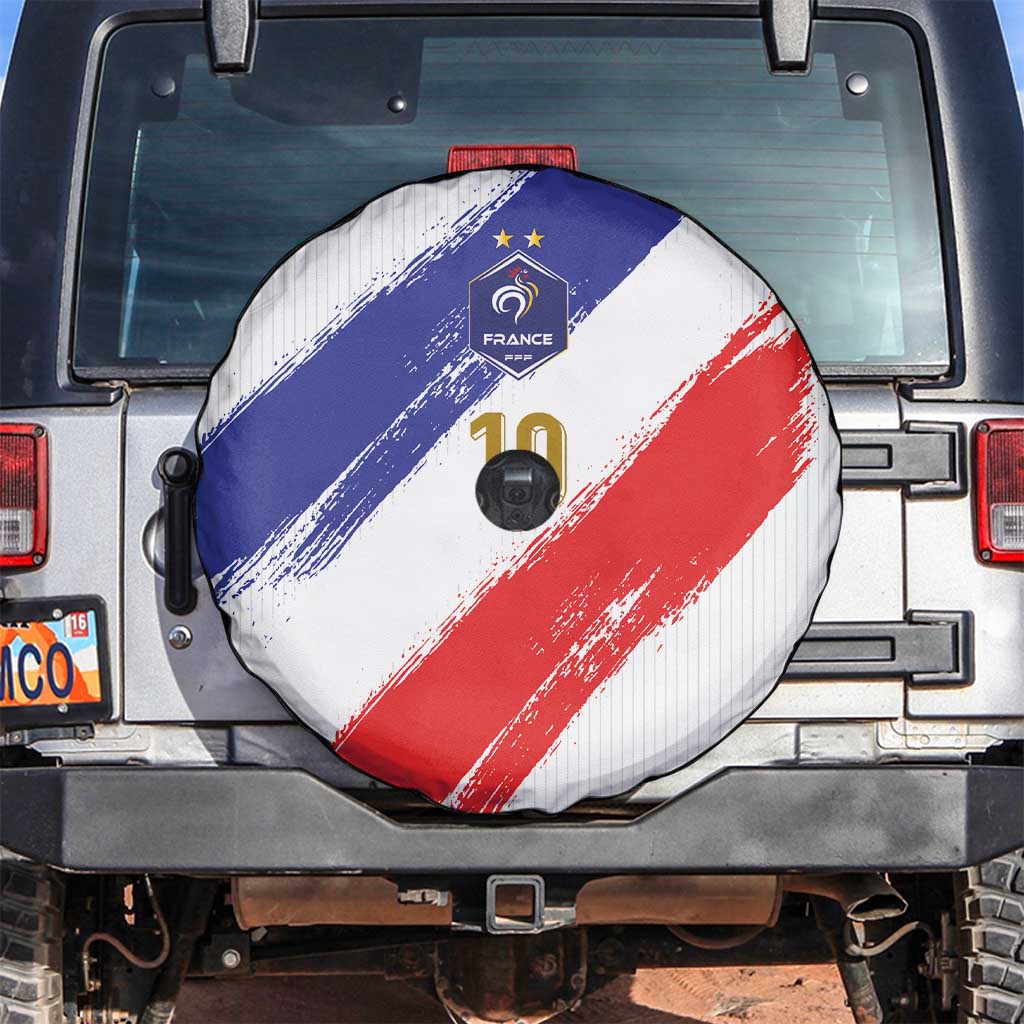 Custom France Foorball Spare Tire Cover Les Bleus Tricolor Brush Style LT03