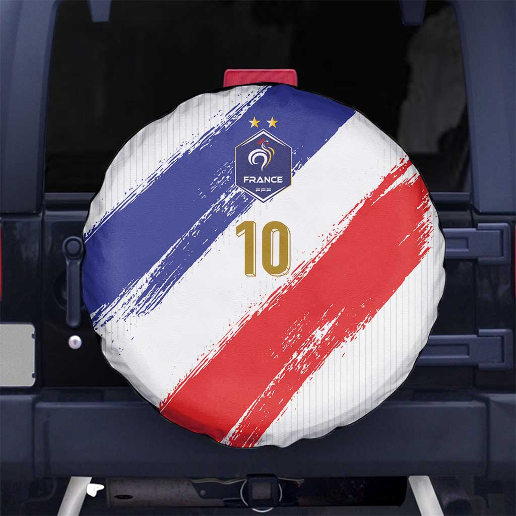 Custom France Foorball Spare Tire Cover Les Bleus Tricolor Brush Style LT03