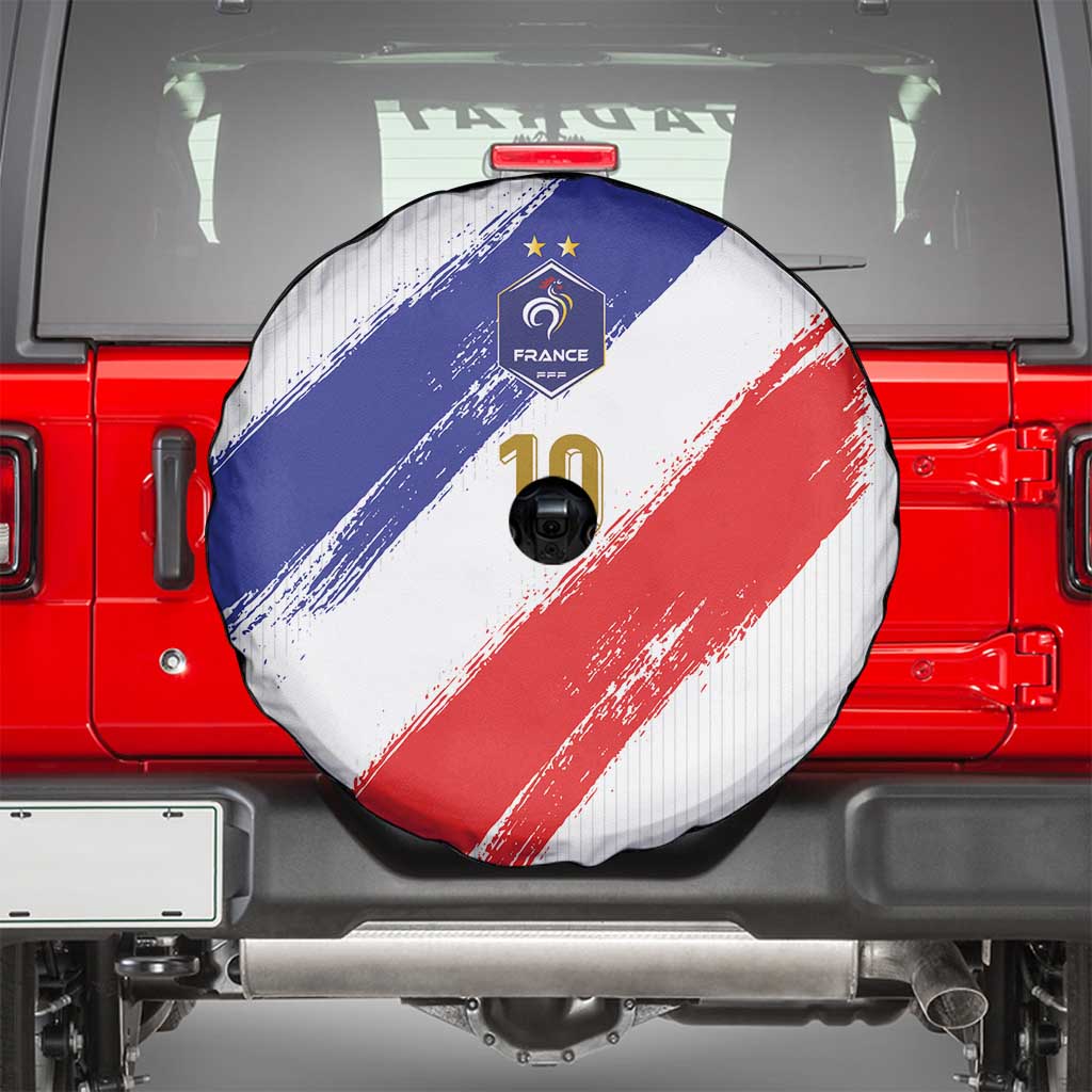 Custom France Foorball Spare Tire Cover Les Bleus Tricolor Brush Style LT03