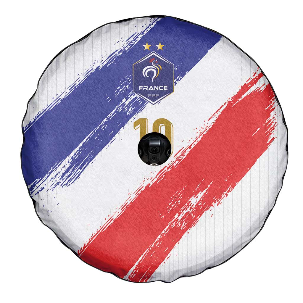 Custom France Foorball Spare Tire Cover Les Bleus Tricolor Brush Style LT03