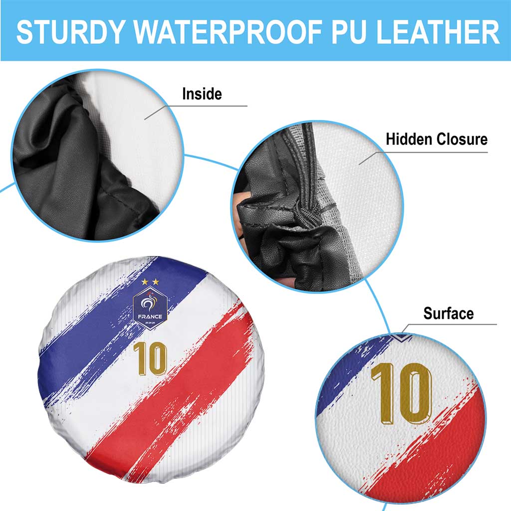 Custom France Foorball Spare Tire Cover Les Bleus Tricolor Brush Style LT03
