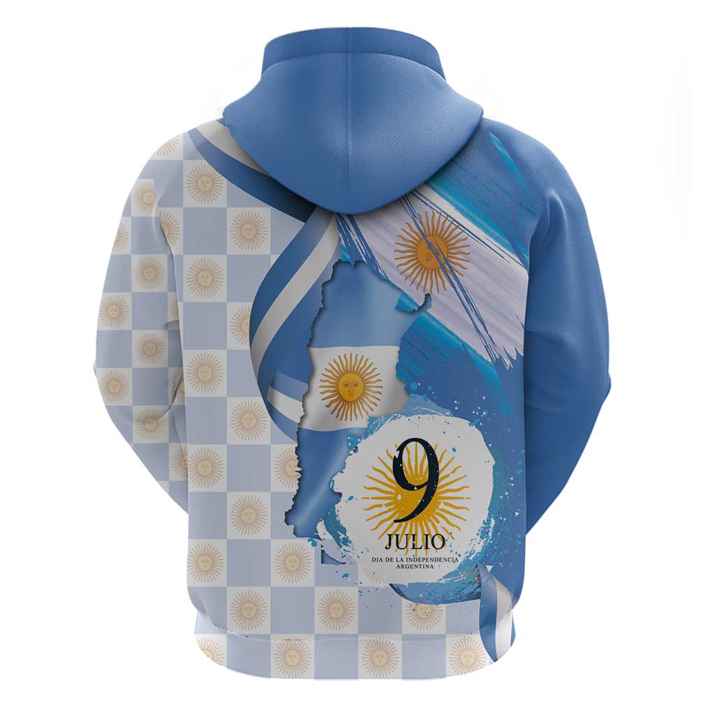 Argentina Independence Day Hoodie - Día de la Independencia Brush and Grunge Style LT03