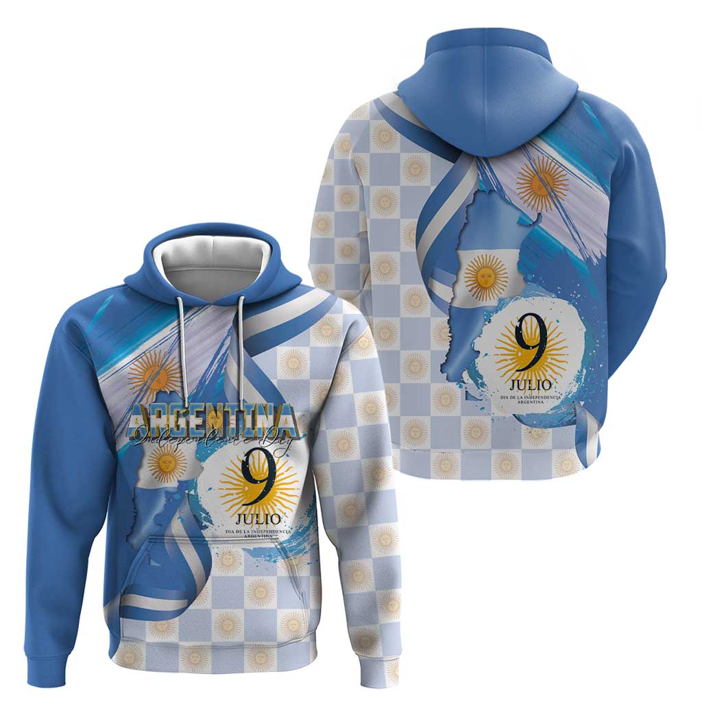 Argentina Independence Day Hoodie - Día de la Independencia Brush and Grunge Style LT03