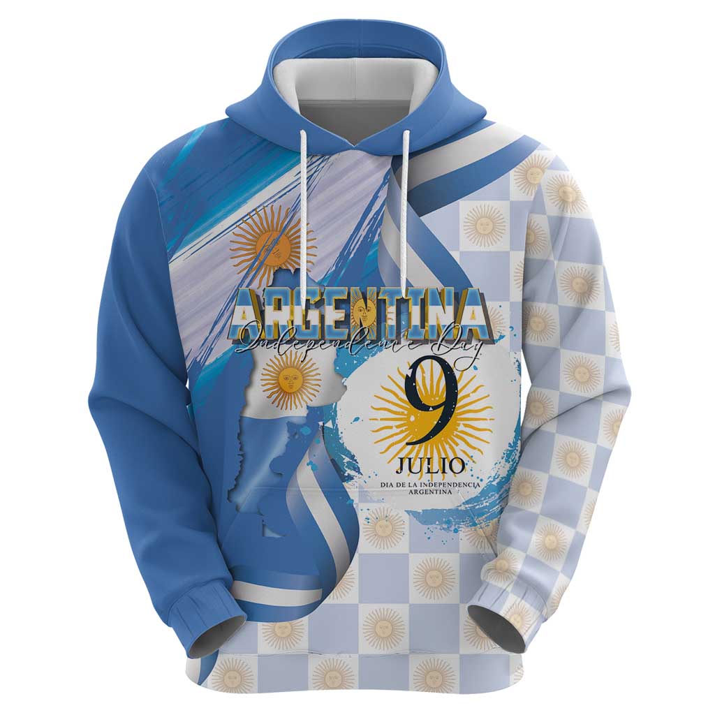 Argentina Independence Day Hoodie - Día de la Independencia Brush and Grunge Style LT03