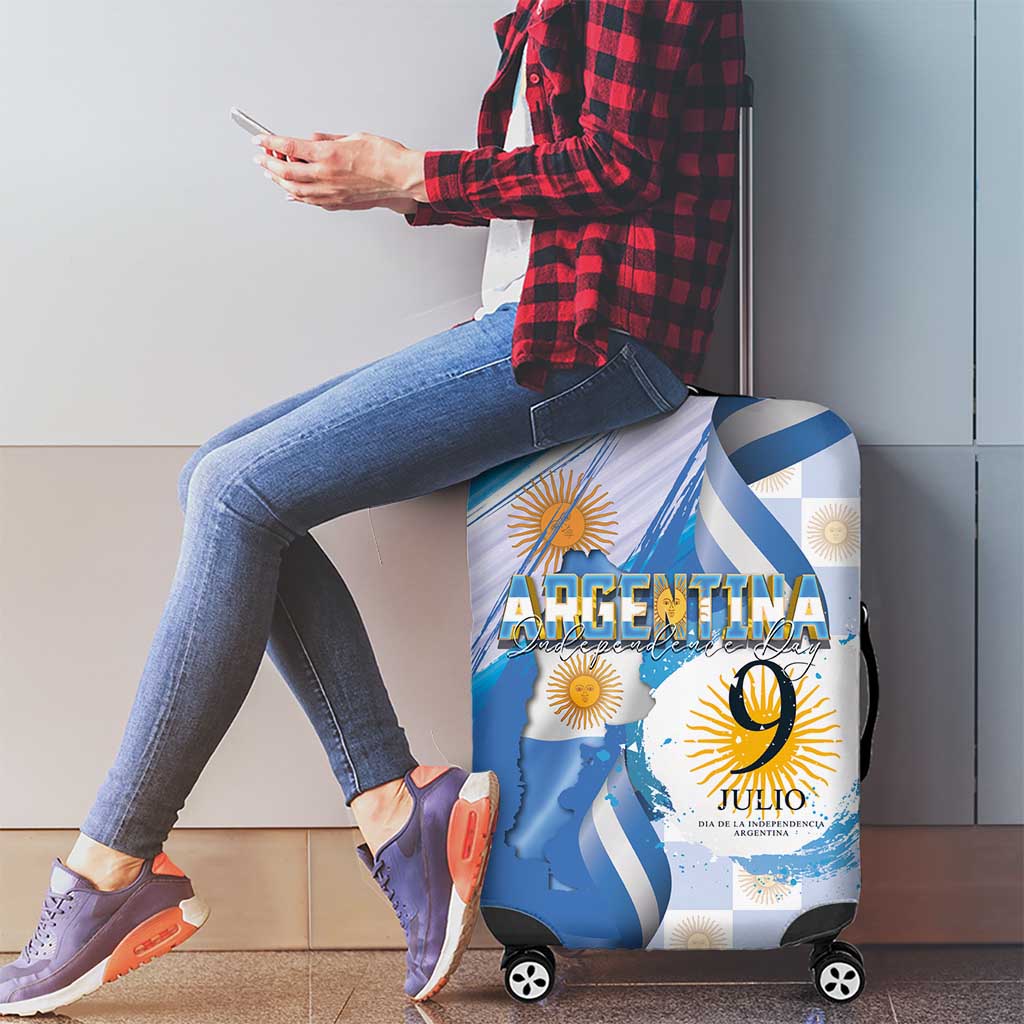 Argentina Independence Day Luggage Cover - Día de la Independencia Brush and Grunge Style LT03