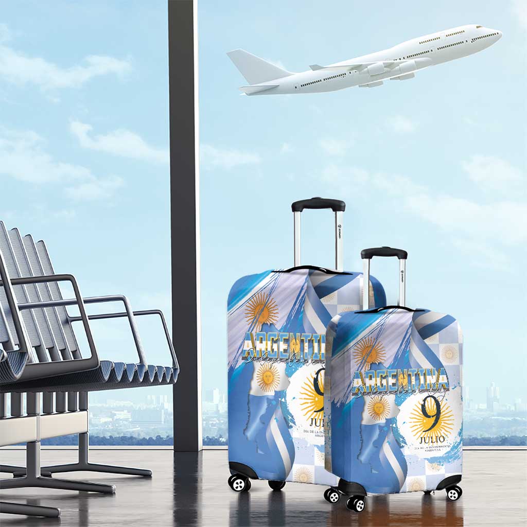Argentina Independence Day Luggage Cover - Día de la Independencia Brush and Grunge Style LT03