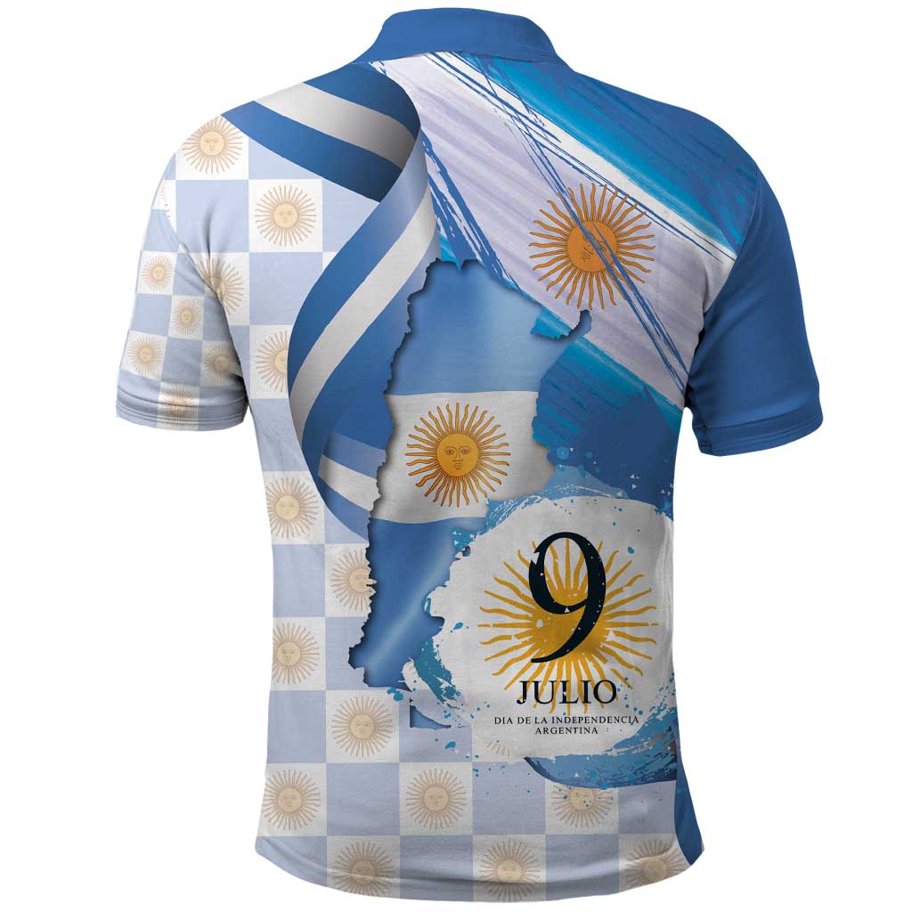 Argentina Independence Day Polo Shirt - Día de la Independencia Brush and Grunge Style LT03