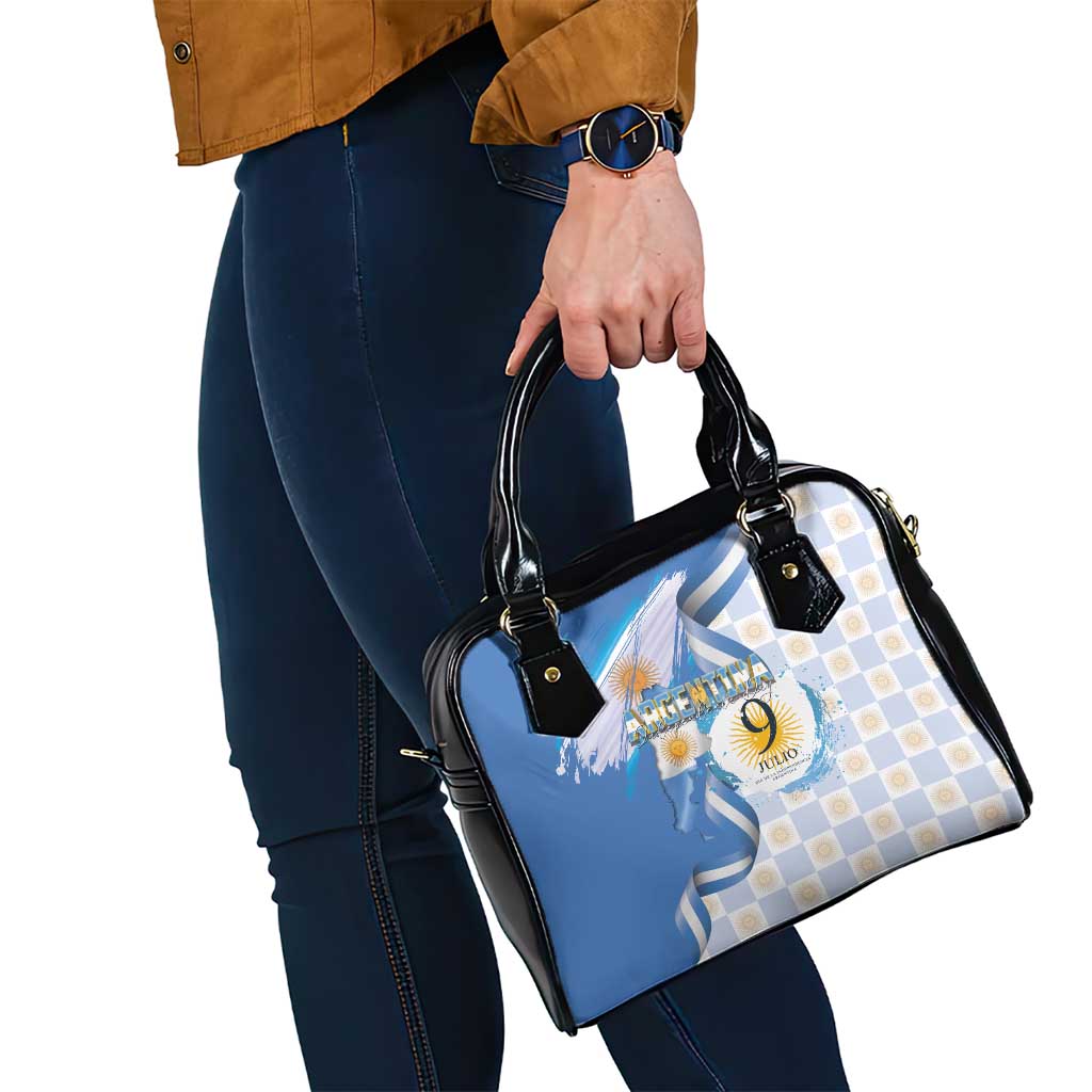 Argentina Independence Day Shoulder Handbag - Día de la Independencia Brush and Grunge Style LT03