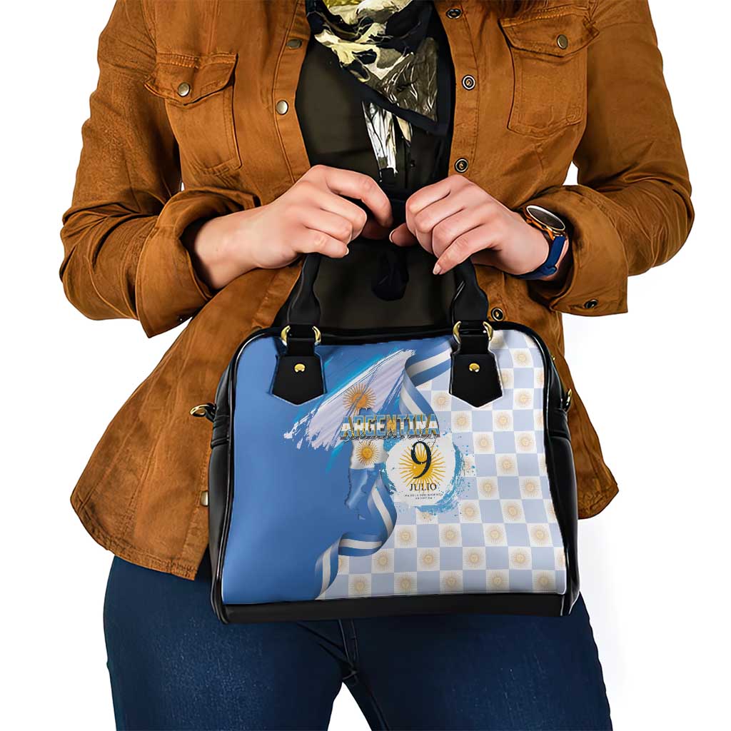 Argentina Independence Day Shoulder Handbag - Día de la Independencia Brush and Grunge Style LT03