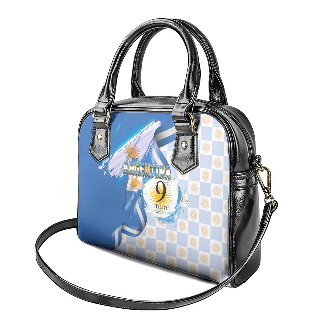 Argentina Independence Day Shoulder Handbag - Día de la Independencia Brush and Grunge Style LT03
