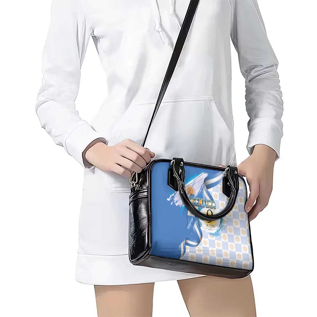 Argentina Independence Day Shoulder Handbag - Día de la Independencia Brush and Grunge Style LT03