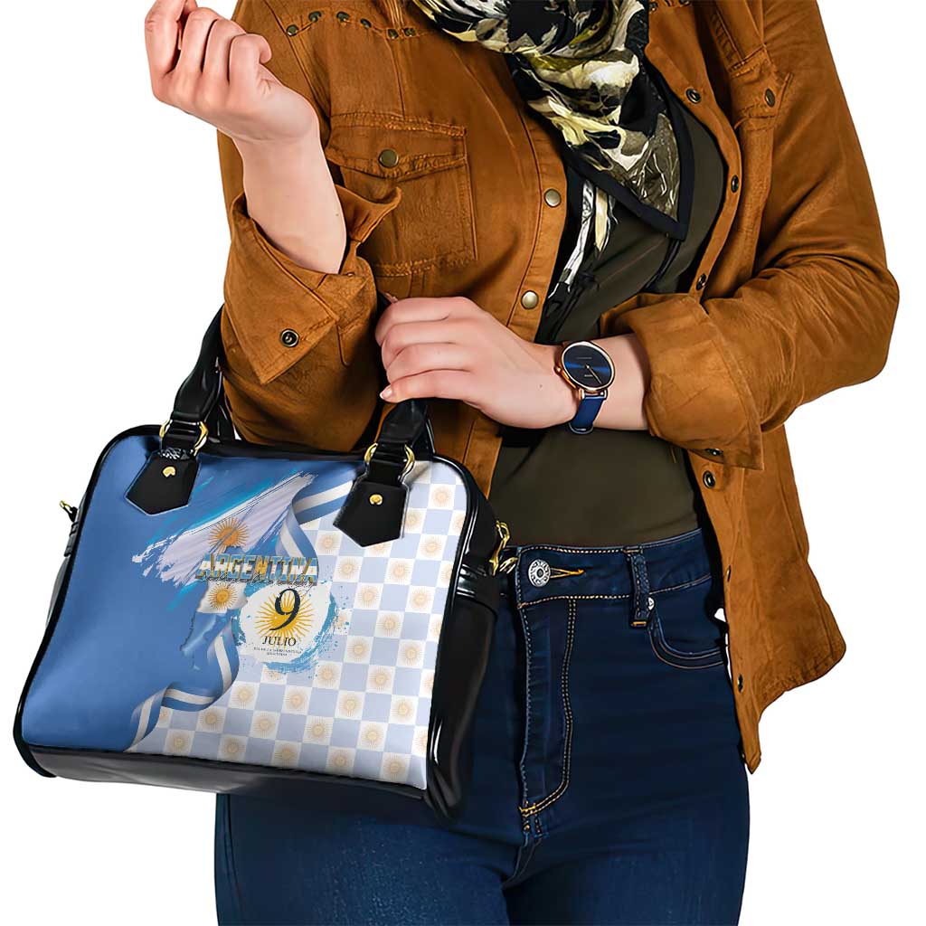 Argentina Independence Day Shoulder Handbag - Día de la Independencia Brush and Grunge Style LT03