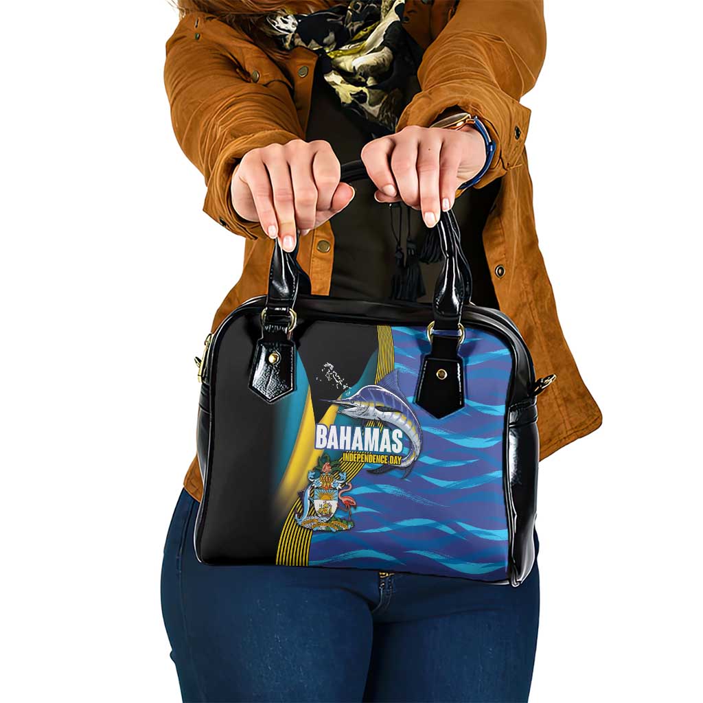 Bahamas Independence Day Shoulder Handbag National Flag Style with Blue Marlin and Emblem LT03