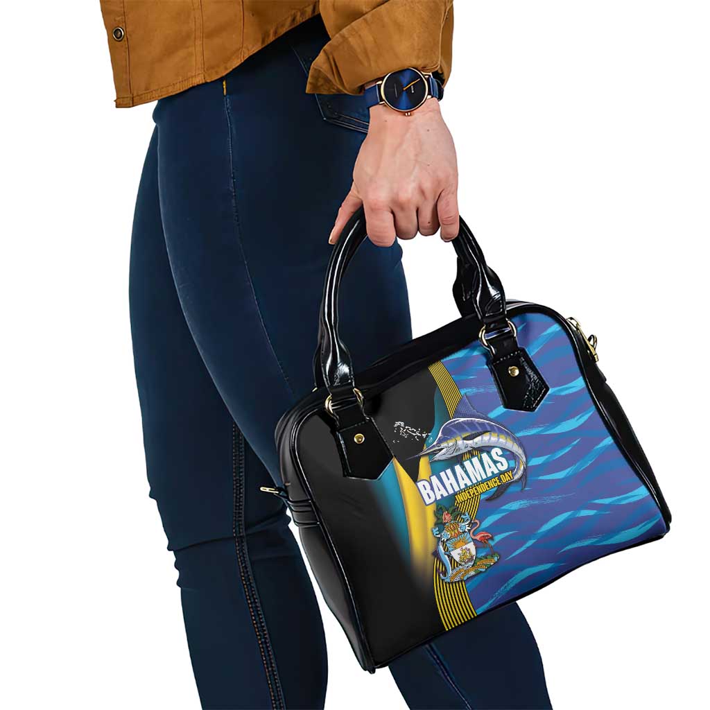 Bahamas Independence Day Shoulder Handbag National Flag Style with Blue Marlin and Emblem LT03