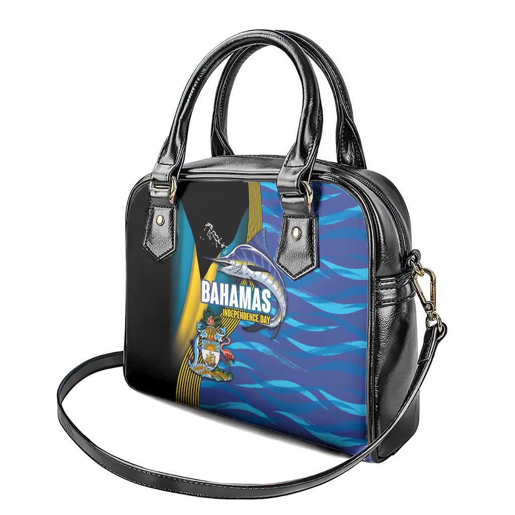 Bahamas Independence Day Shoulder Handbag National Flag Style with Blue Marlin and Emblem LT03