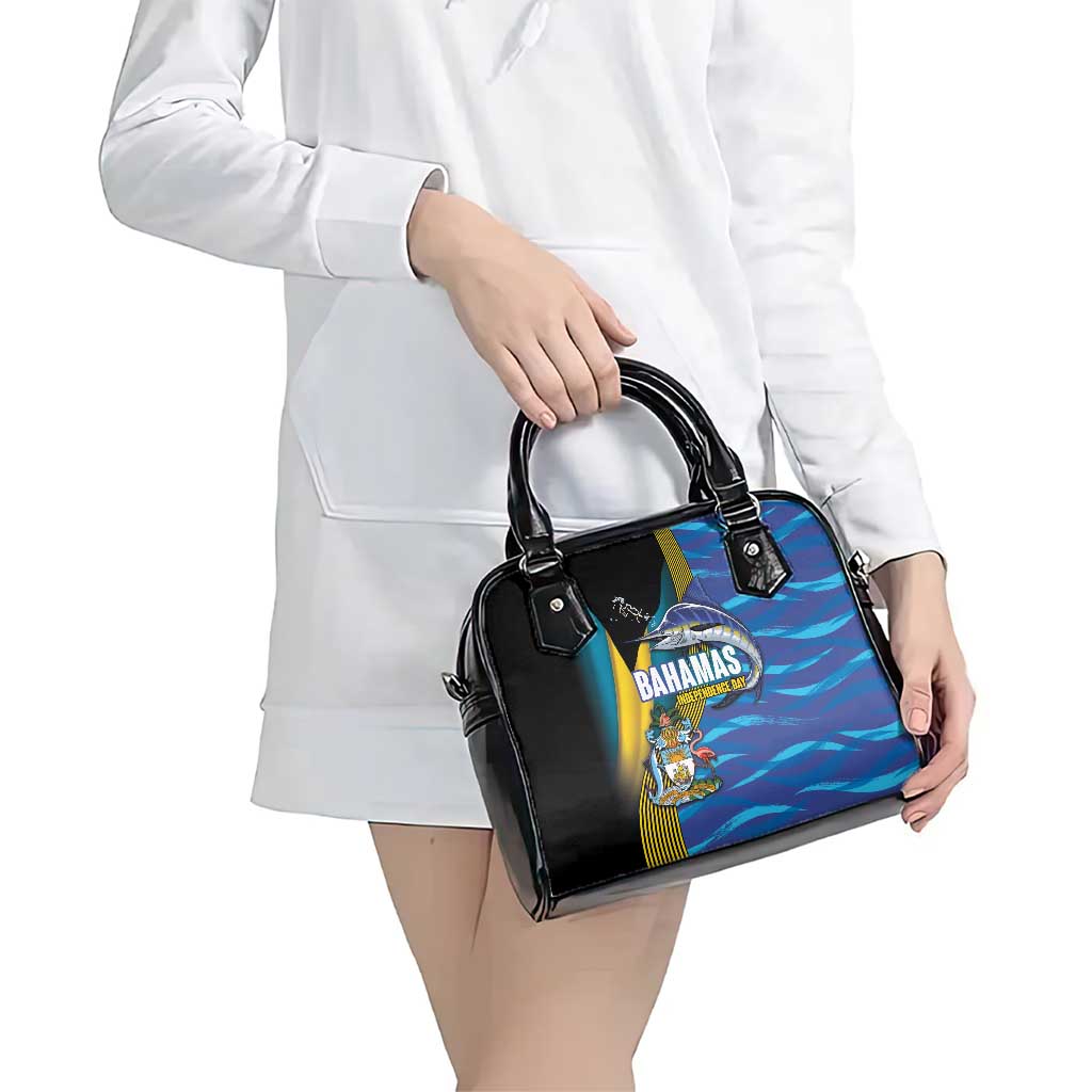 Bahamas Independence Day Shoulder Handbag National Flag Style with Blue Marlin and Emblem LT03