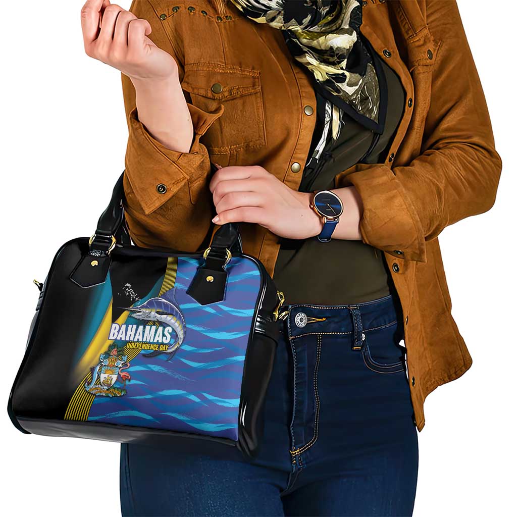 Bahamas Independence Day Shoulder Handbag National Flag Style with Blue Marlin and Emblem LT03