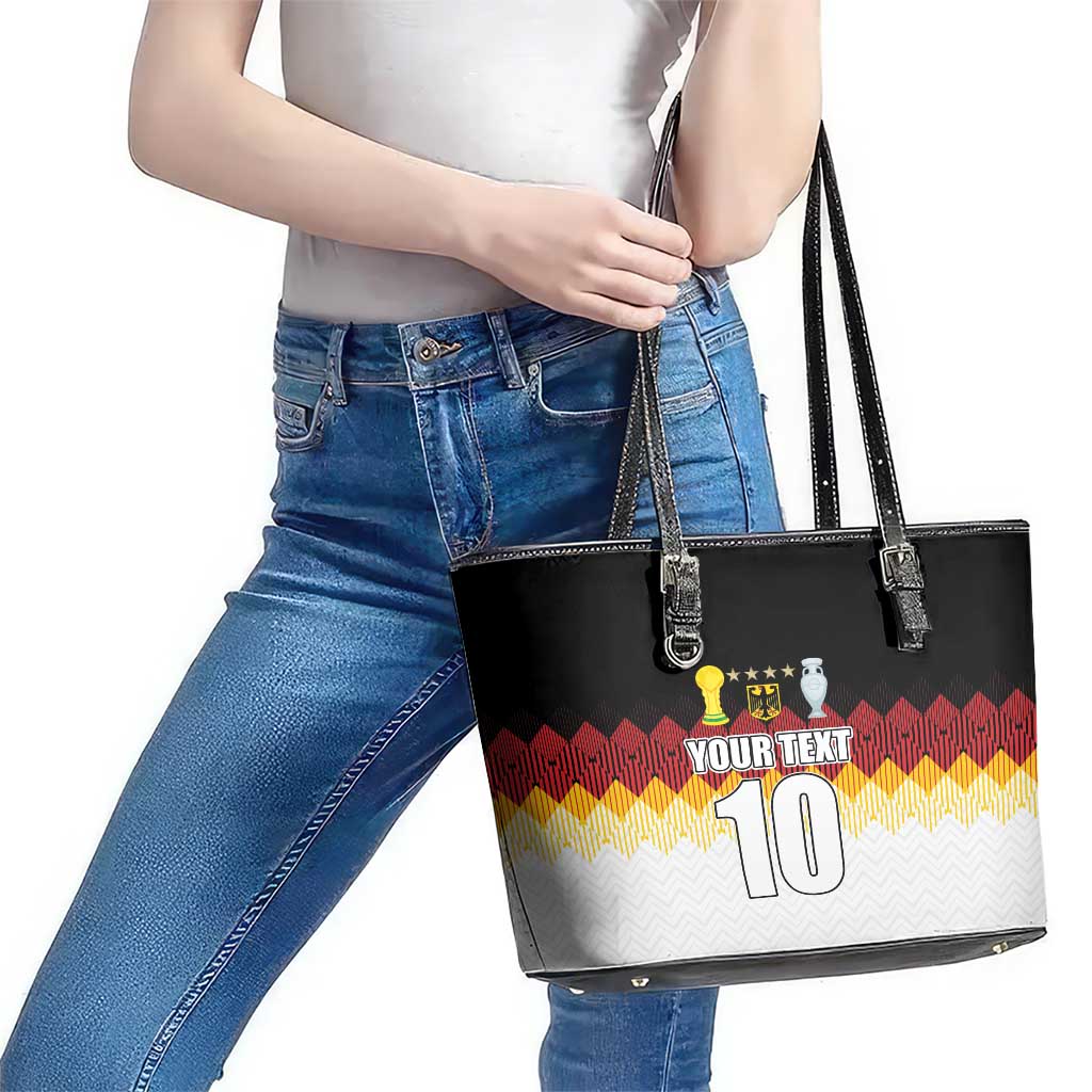Custom Germany Football Leather Tote Bag Die Mannschaft Championship Titles World and Euro LT03