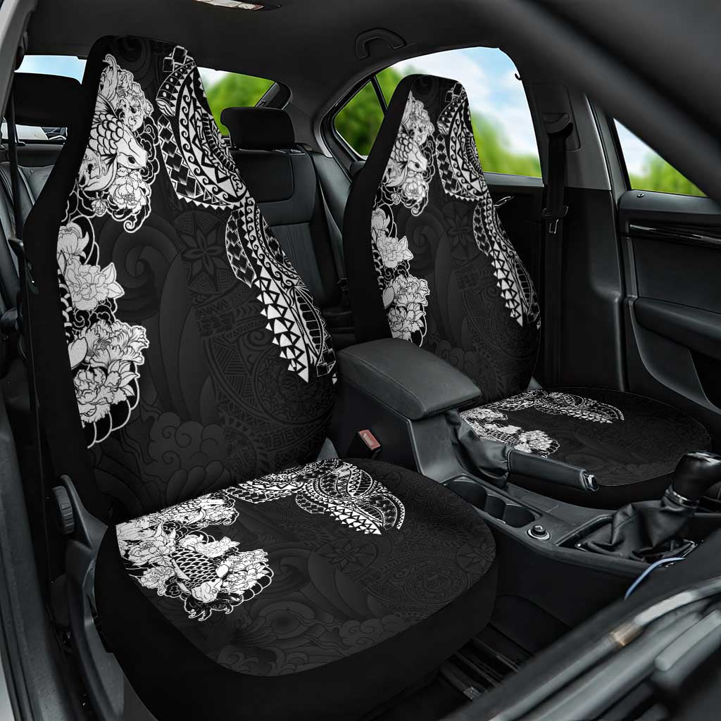Japanese Irezumi and Hawaiian Polynesian Art Tattoo Car Seat Cover Black Color LT03
