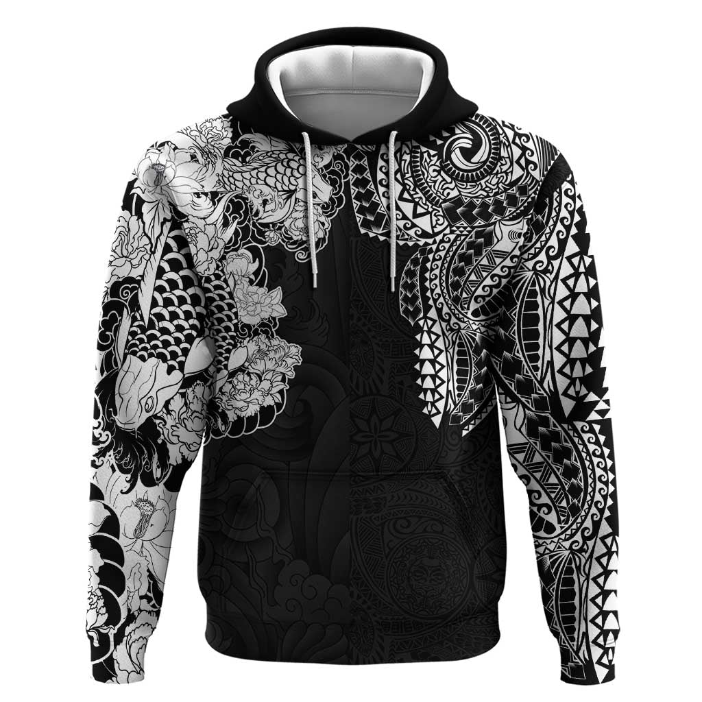 Japanese Irezumi and Hawaiian Polynesian Art Tattoo Hoodie Black Color LT03